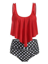 Print High Waist Bikini Ruffle Swimsuit